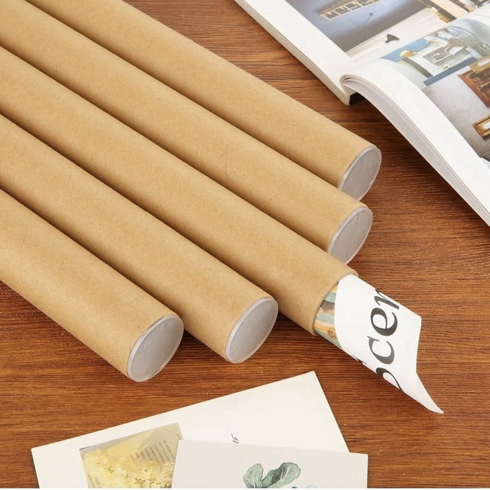 15 Pack Round Brown Mailing Tubes 11.8in x 1.6in White Plastic End Caps